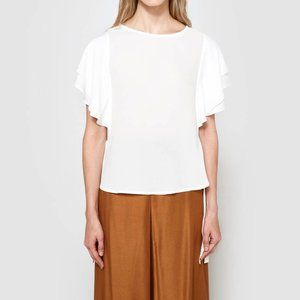 Farrow Mariposa Ruffle Sleeve Blouse NWT Size S